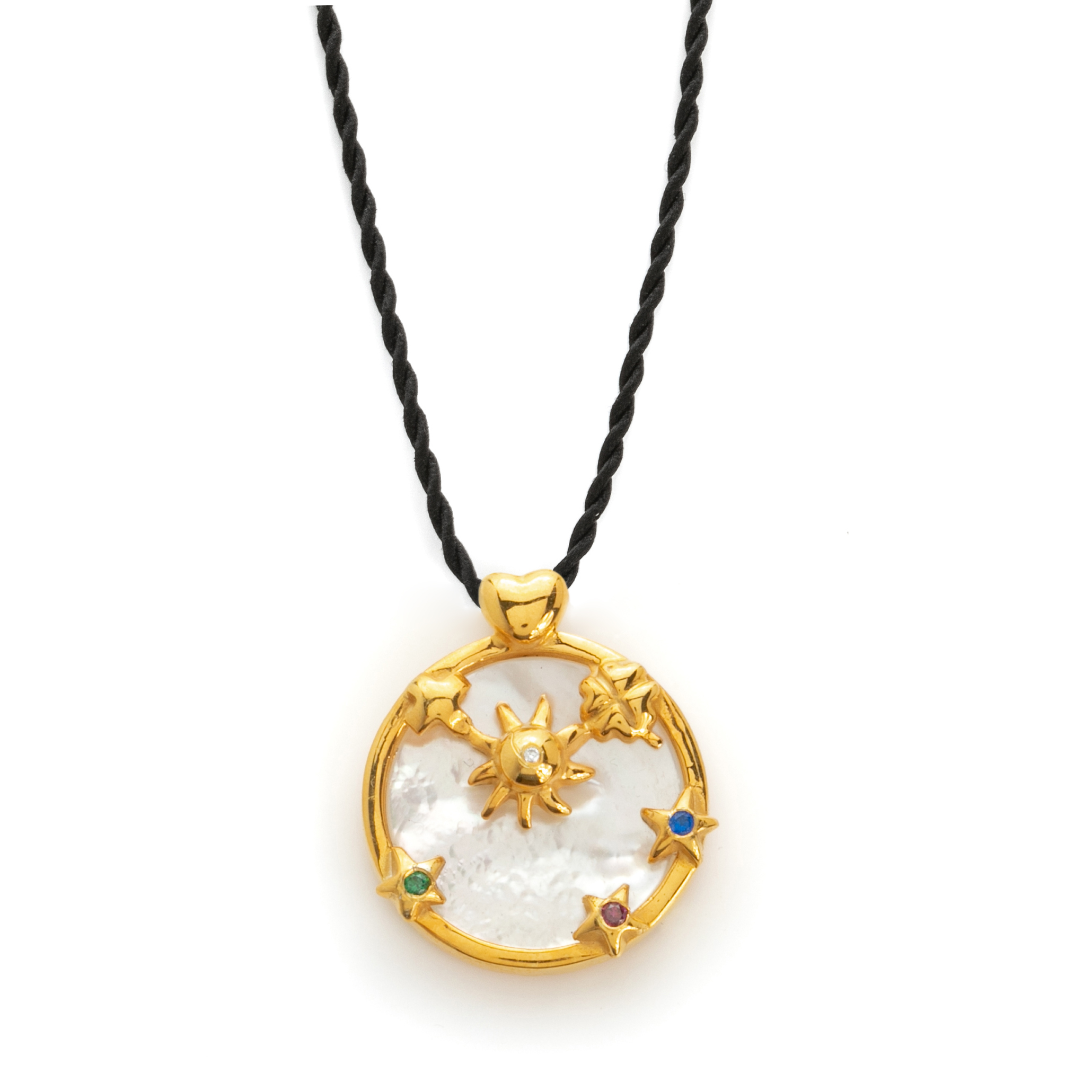 Wishing Skies-silver pendant with gold plating and ivory (string)