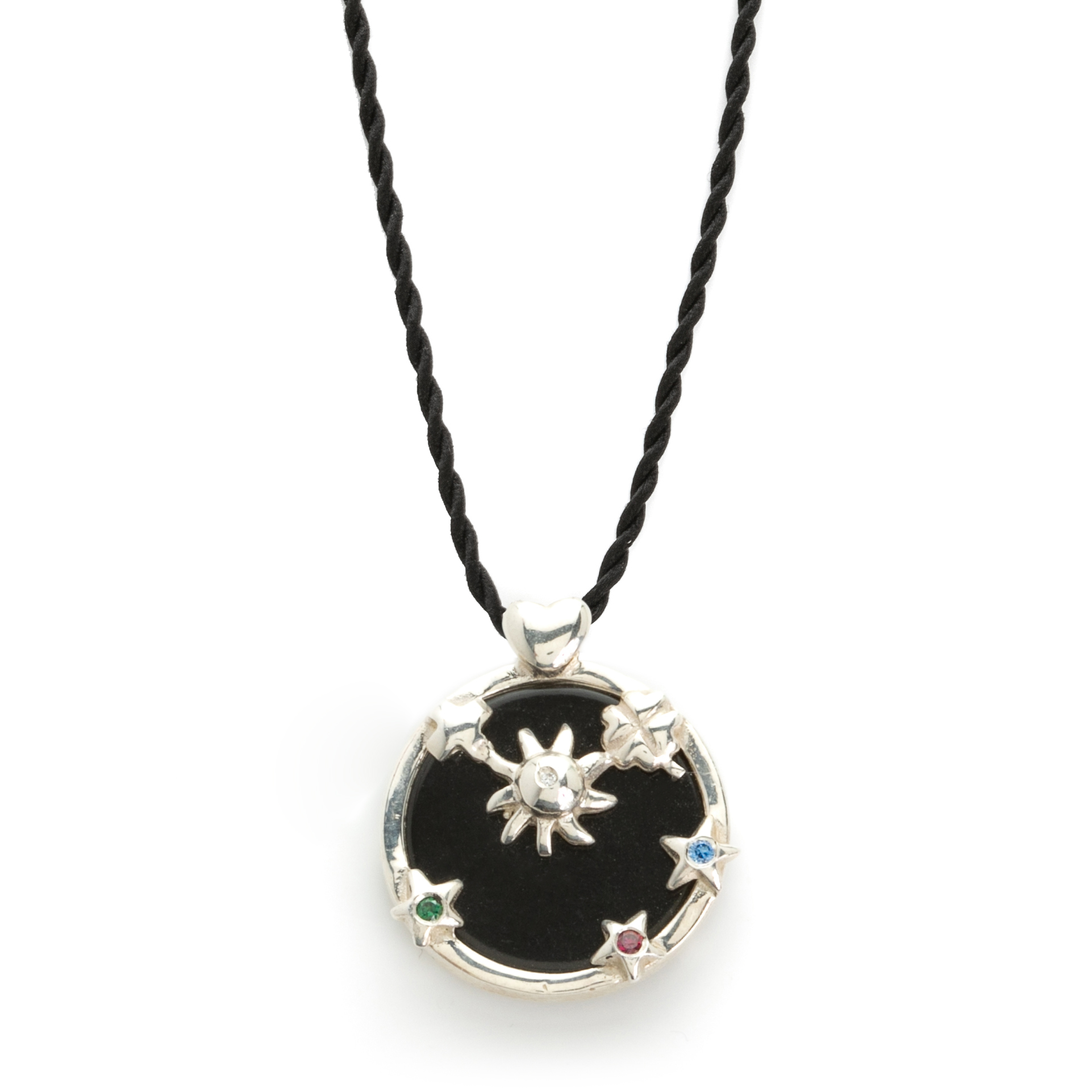 Wishing Skies-Silver pendant with onyx (string)