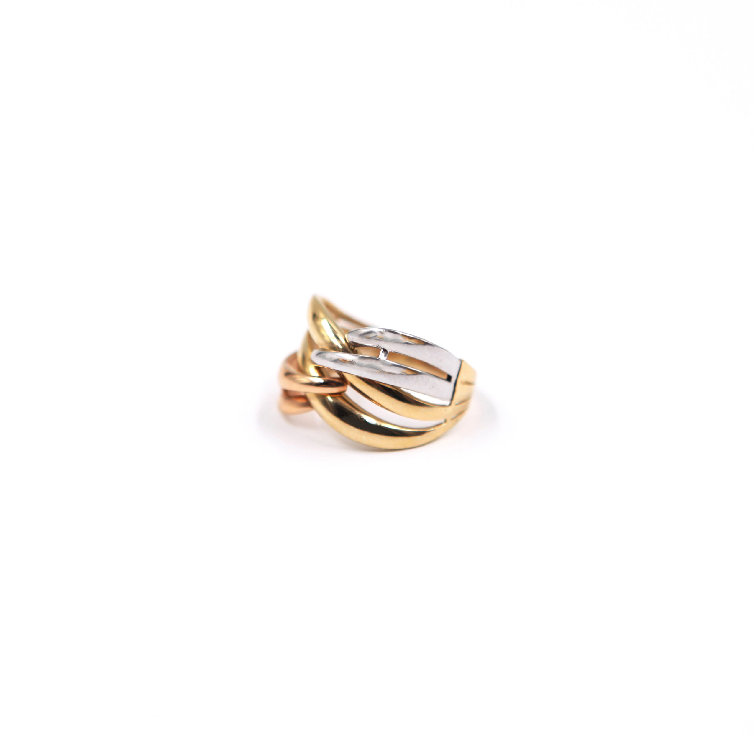 Μοντέρνο Δαχτυλίδι Τρίχρωμο Λευκό-Κίτρινο-Ροζ Χρυσό