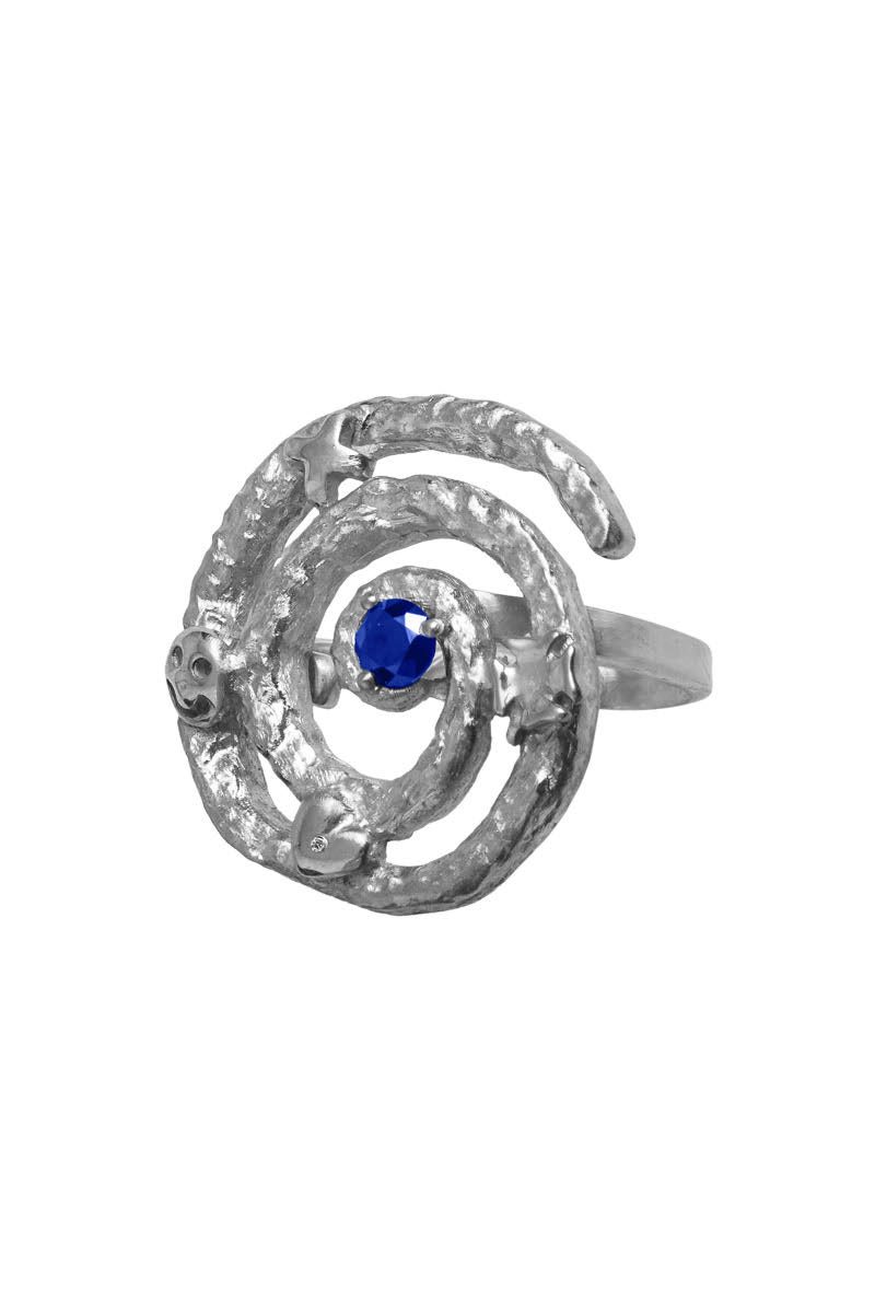Έλικα – Ασημένιο Δαχτυλίδι με Μπλε Πέτρα