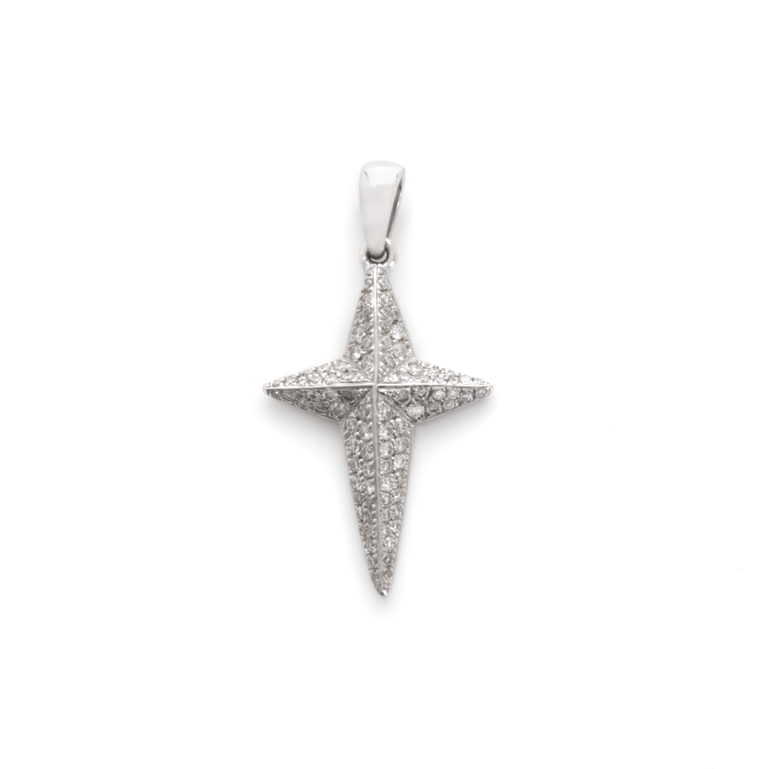 Σταυρός Λευκόχρυσος Άστρο με Διαμάντια (055139)