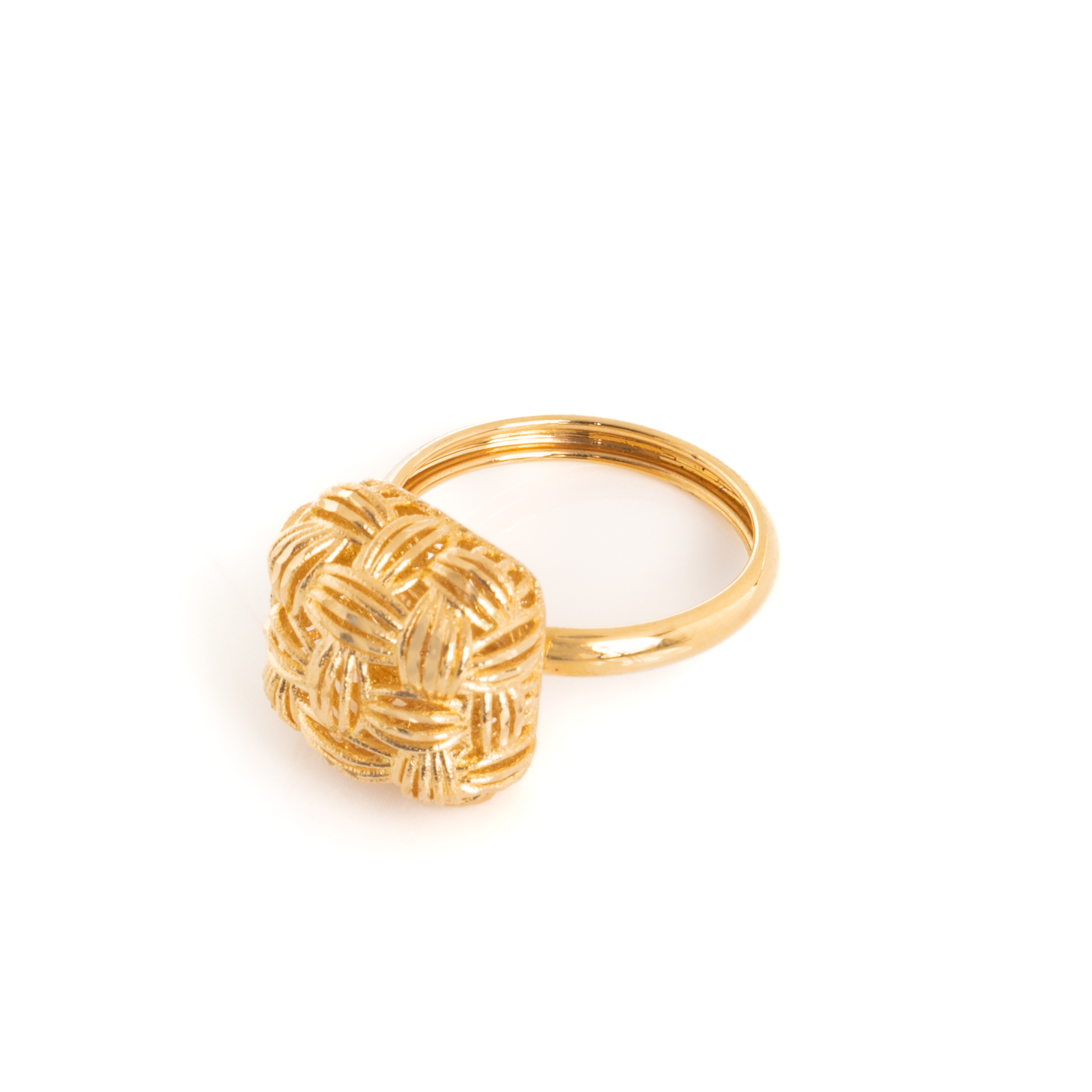 Δαχτυλίδι Χρυσό Τετραγωνισμένο με Ιδιαίτερο Πλέξιμο