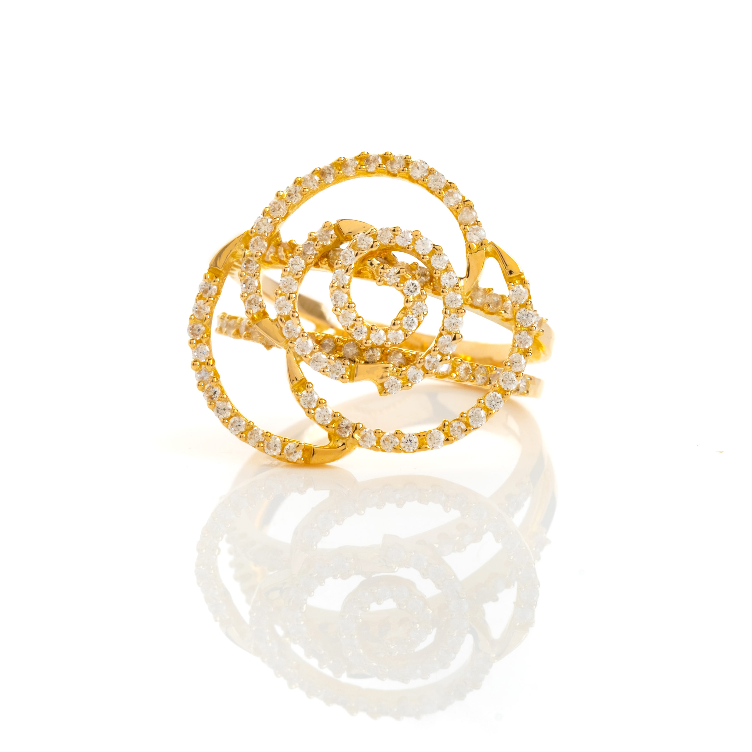 Δαχτυλίδι Χρυσό Λουλούδι με Πέτρες