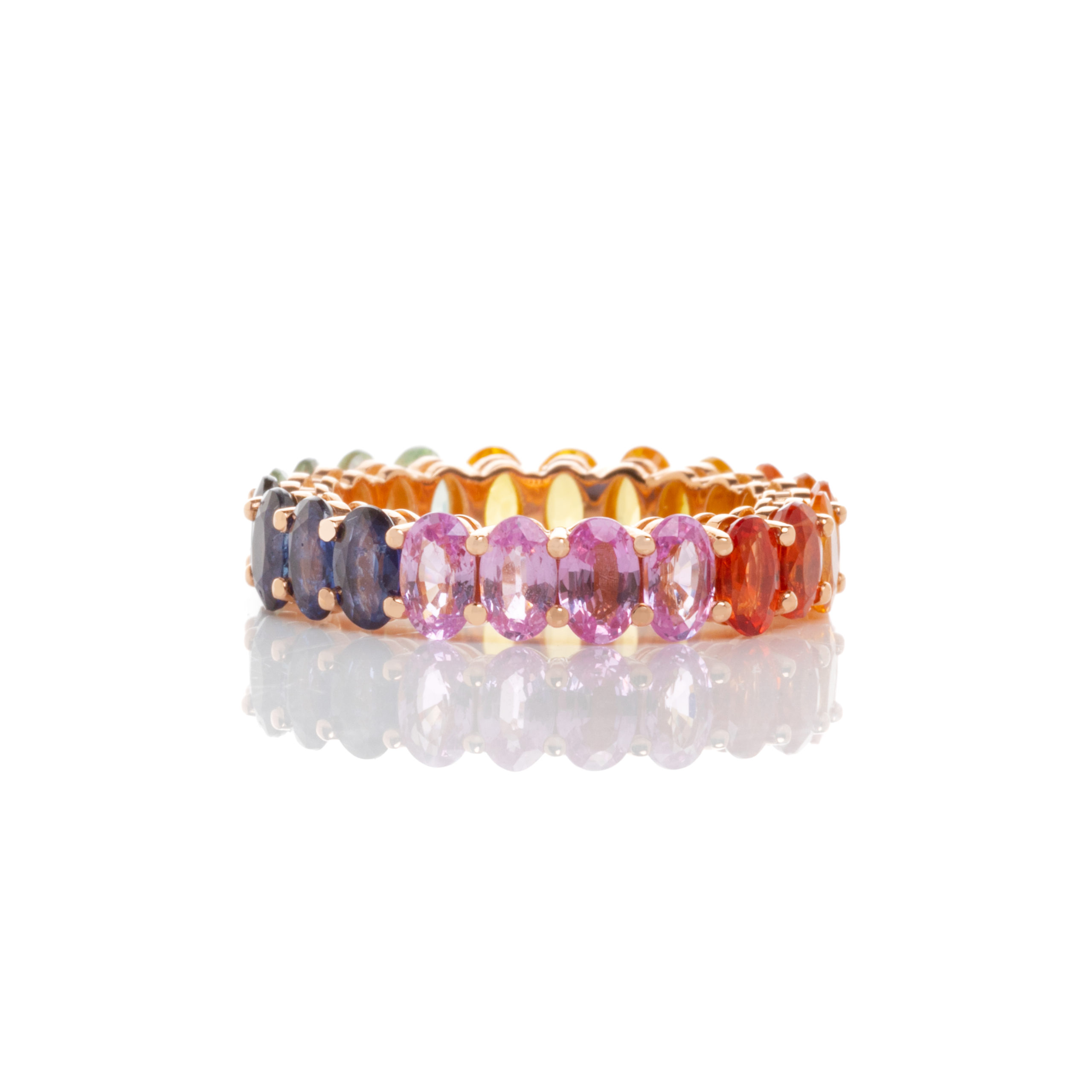 Rainbow Ολόβερο Ροζ Χρυσό Multicolored Sapphires