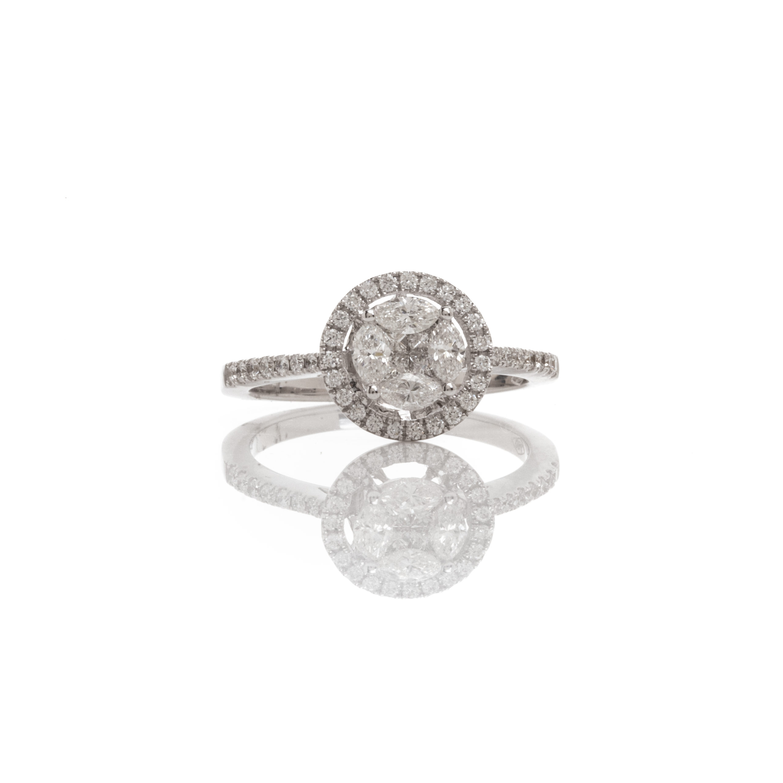 Λευκόχρυσο Δαχτυλίδι Ροζέτα Ιllusion με Διαμάντια (0.69ct)