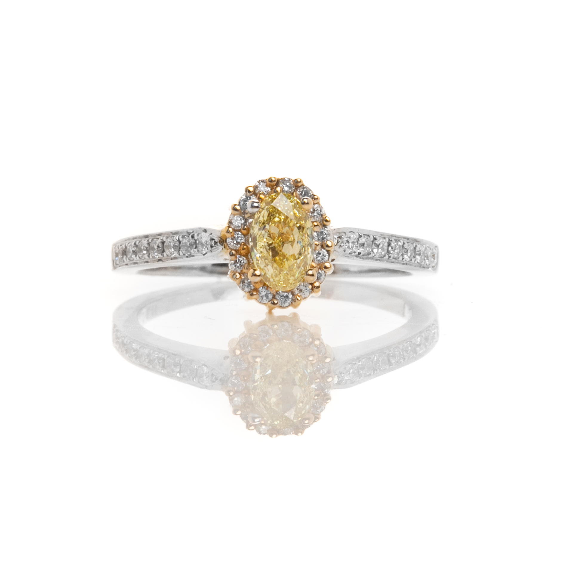 Λευκόχρυσο Δαχτυλίδι Ροζέτα με Fancy Yellow Diamond