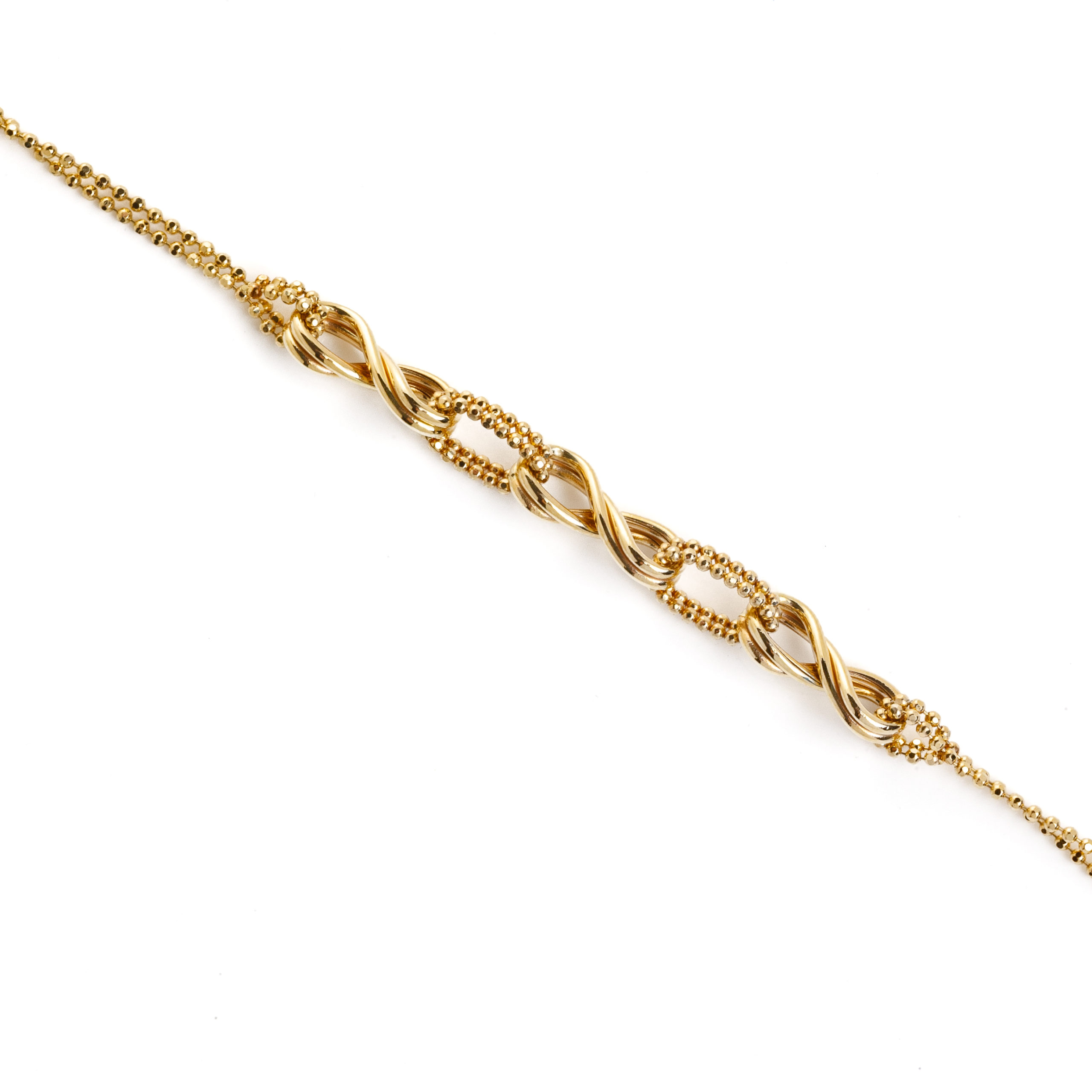 Βραχιόλι με Διπλή Αλυσίδα Μπίλια (Bead Chain) και Χρυσά Μοτίβα