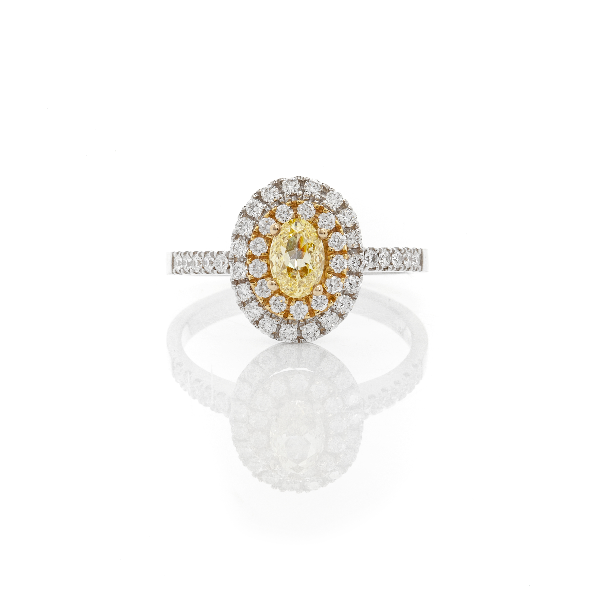 Fancy Yellow Diamond Rosette Ring with Brilliants (0.47ct)