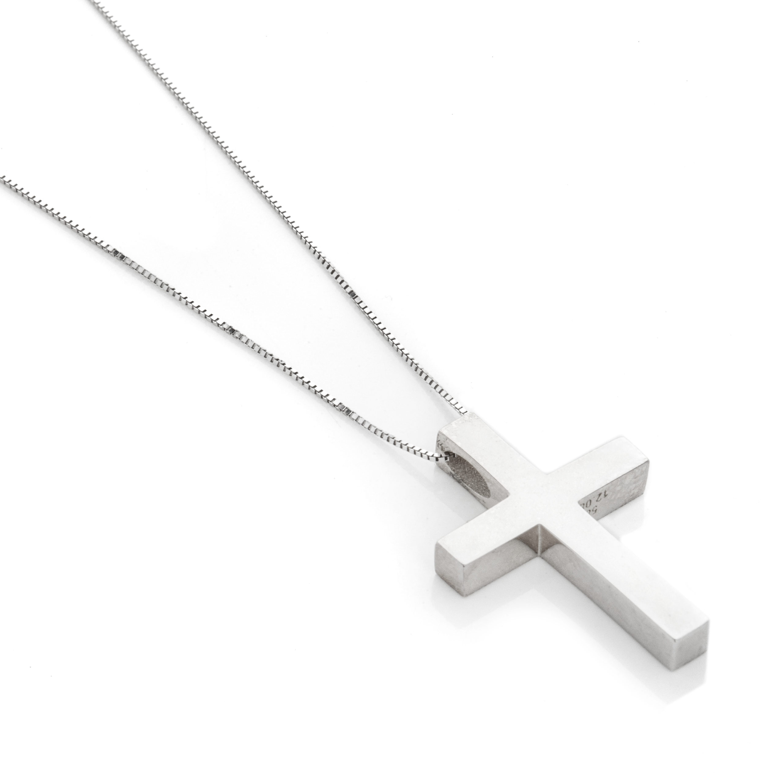 Polished White Gold Cross (100005)