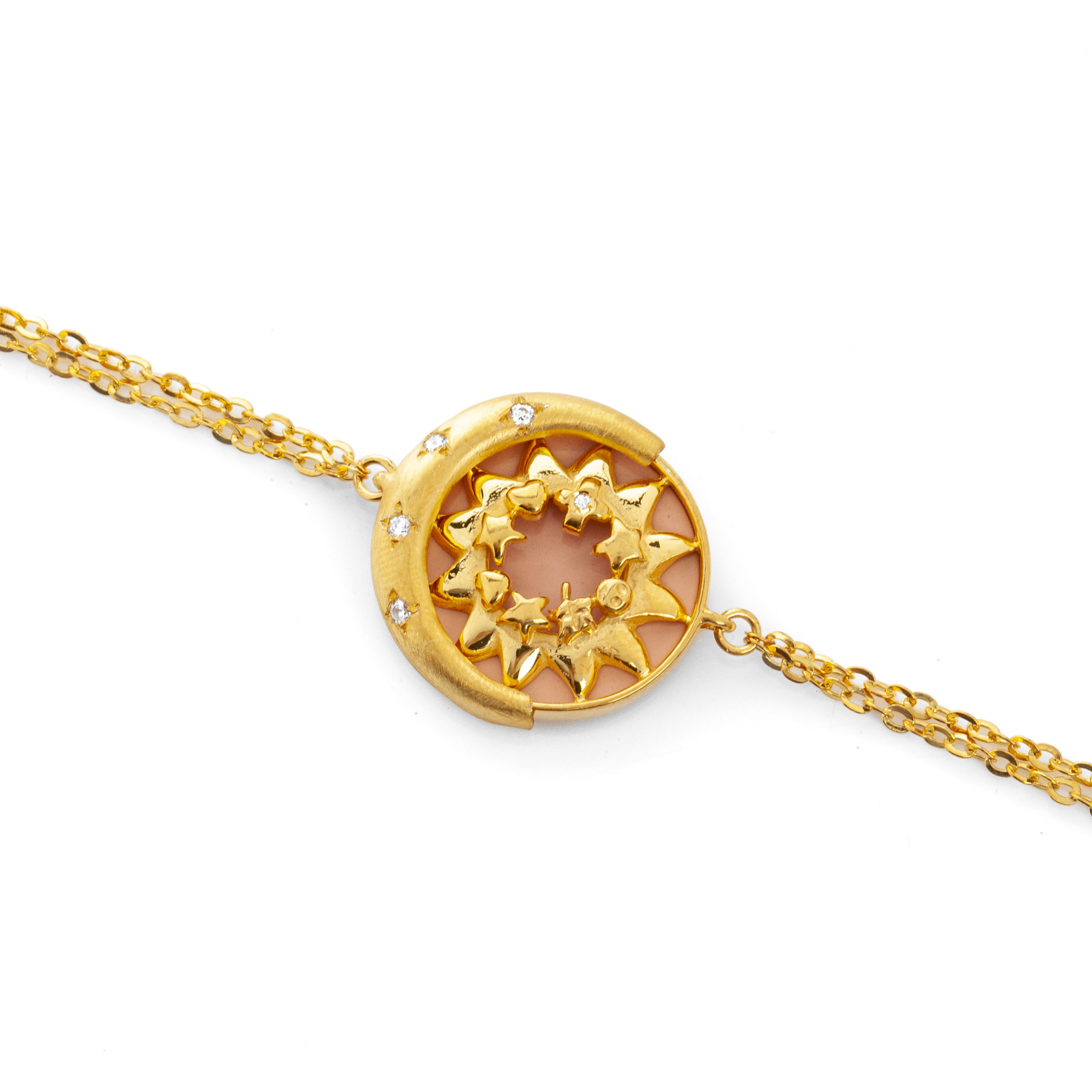 Summer Edition Eclipse 2023-Gold Plated Double Chain Coral Bracelet