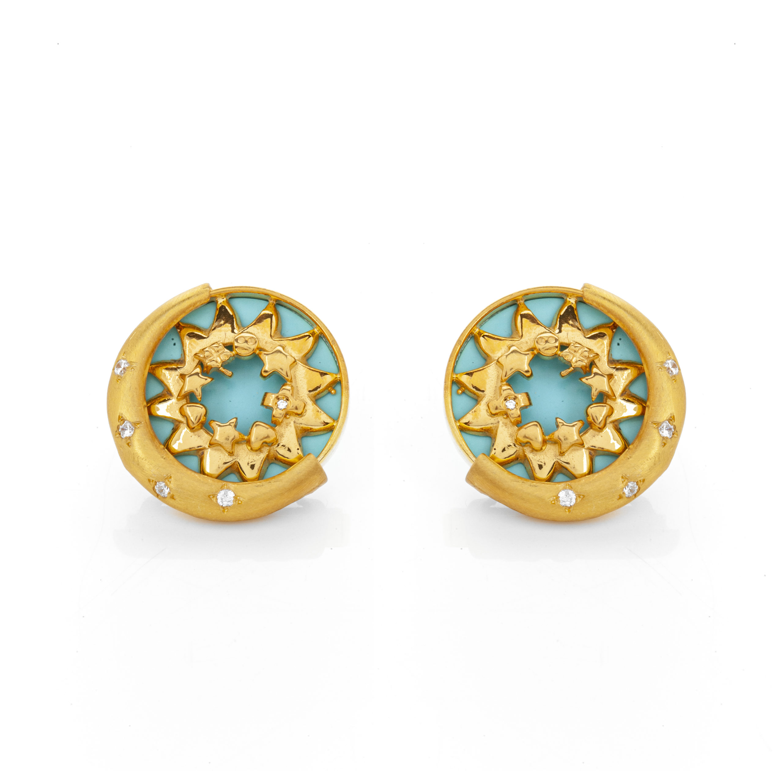 Summer Edition Eclipse 2023-Turquoise Gold Plated Earrings