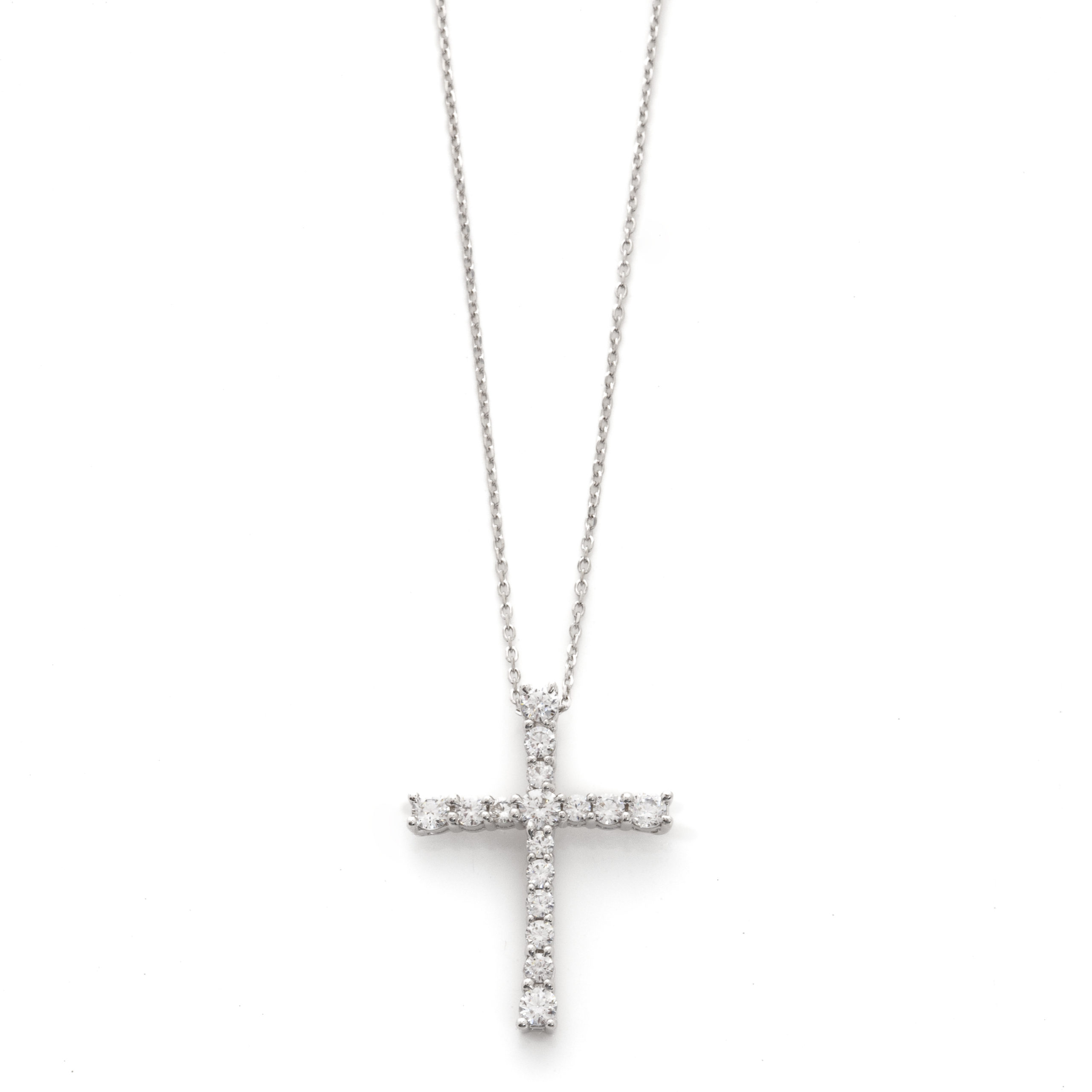 White Gold Cross with Stones (100223)