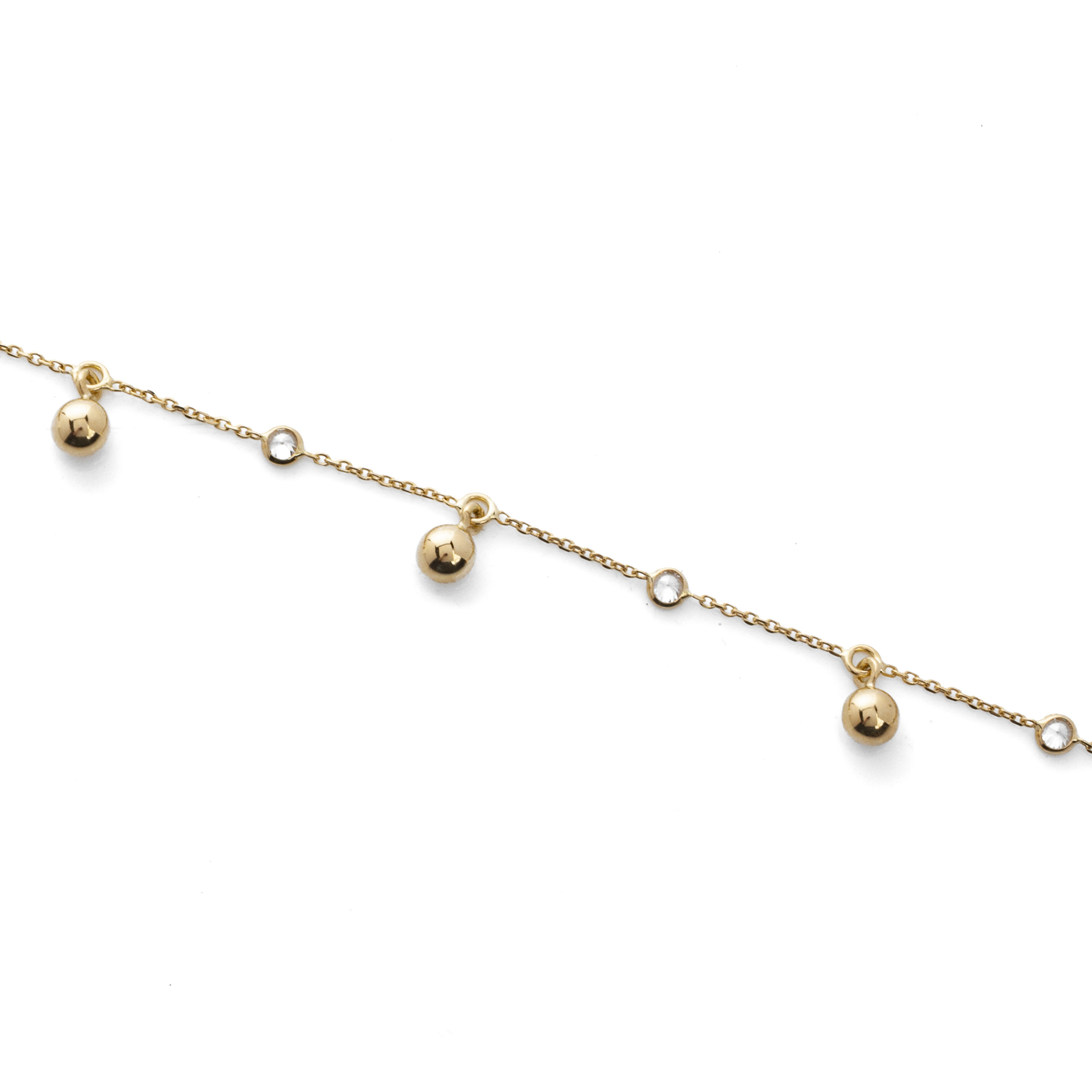 Gold Bracelet with Balls and Zircons